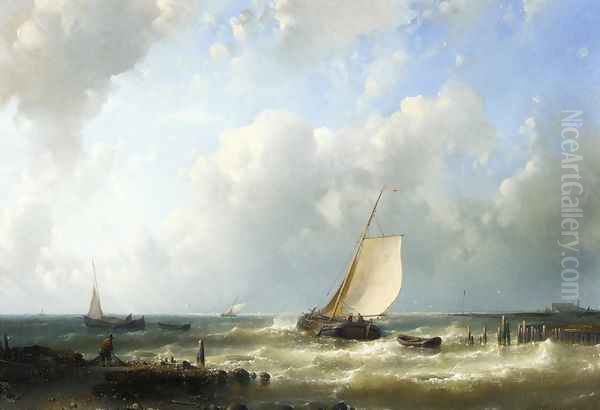 Fishing Boats Setting Out Oil Painting by Abraham Hulk Snr