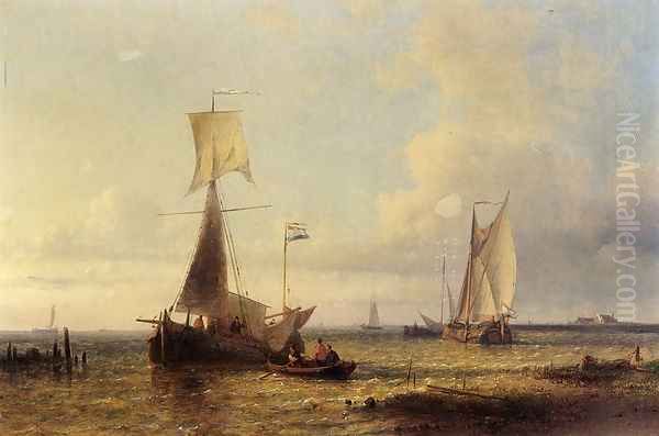 Shipping In A Calm Oil Painting by Abraham Hulk Snr