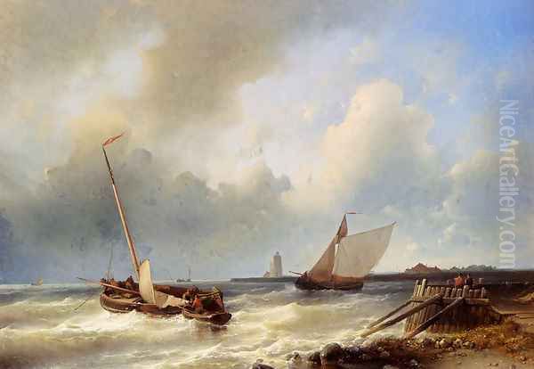 Shipping Off The Dutch Coast Oil Painting by Abraham Hulk Snr