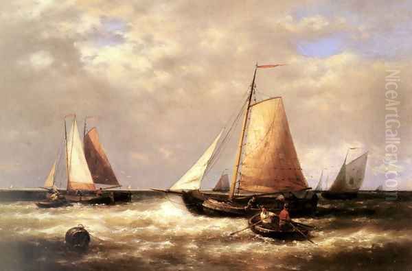 Return of the Fishing Fleet Oil Painting by Abraham Hulk Snr