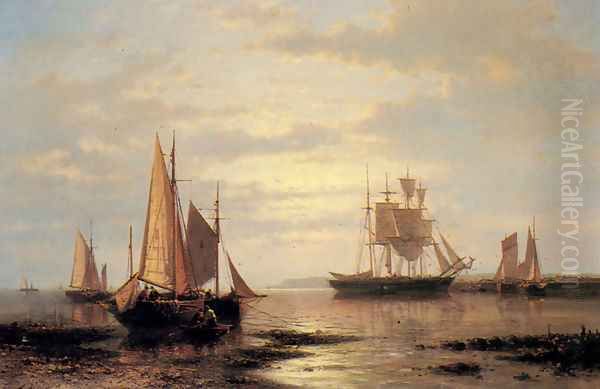 Twilight Sails Oil Painting by Abraham Hulk Snr