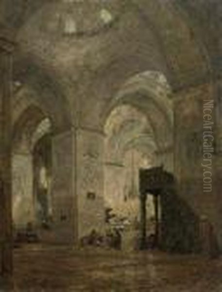 Oosterse Moskee: Interior Of The Ulu Mosque In Bursa, Turkey Oil Painting by Marius Bauer