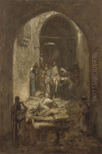 Intocht In Jeruzalem: An Important Visitor, Jerusalem Oil Painting by Marius Bauer