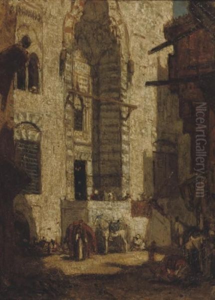 Moskee Ingang Cairo: The Entrance Of The El Gouri Mosque, Cairo Oil Painting by Marius Bauer