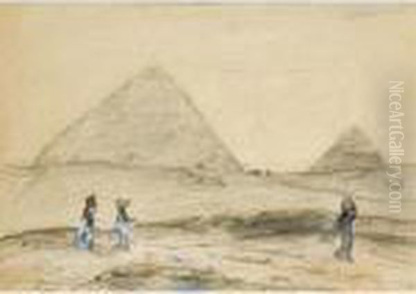 The Pyramids At Gizeh Oil Painting by Marius Bauer