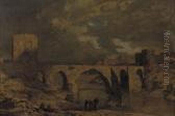 The Bridge Of Toledo, Spain Oil Painting by Marius Bauer