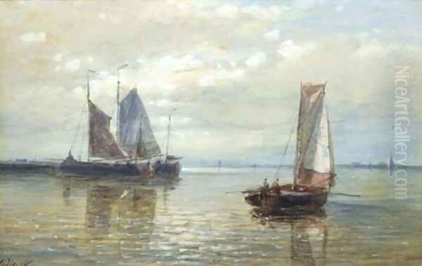 Sailing vessels in a calm Oil Painting by Abraham Hulk Snr