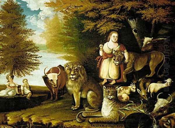 Peaceable Kingdom Oil Painting by Edward Hicks