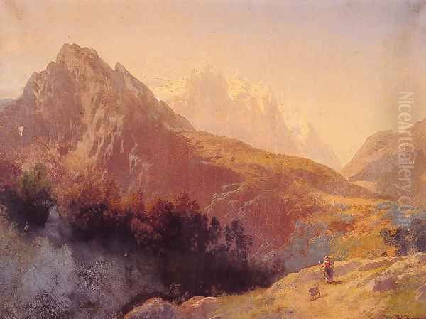 In the Alps Oil Painting by Herman Herzog