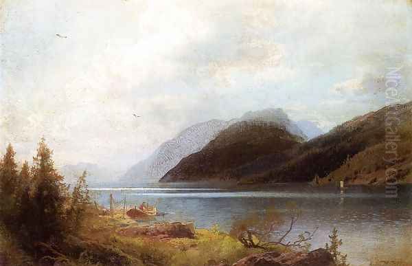 Sagne Fjord Oil Painting by Herman Herzog