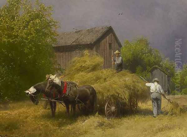 Making Hay While the Sun Shines Oil Painting by Herman Herzog