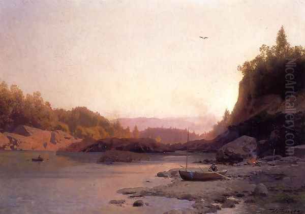 Evening on the Susquehanna Oil Painting by Herman Herzog