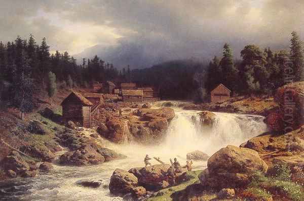 Norwegian Landscape Oil Painting by Herman Herzog