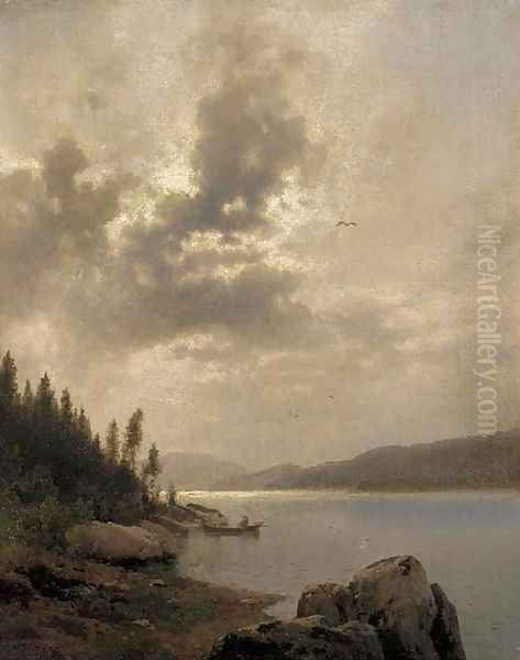 Boating on a Cloudy Day 2 Oil Painting by Herman Herzog