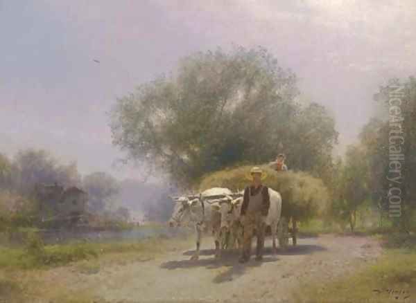 Harvest Scene in Flatbrookville Oil Painting by Herman Herzog