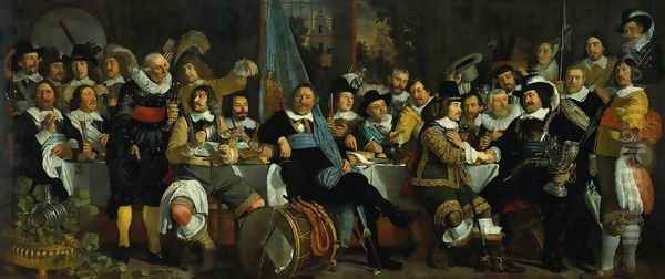 The Celebration of the Peace of Münster, 18 June 1648 in the Headquarters of the Crossbowman's Civi Oil Painting by Bartholomeus Van Der Helst