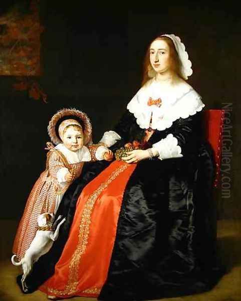 Portrait of a Mother and Child Oil Painting by Bartholomeus Van Der Helst