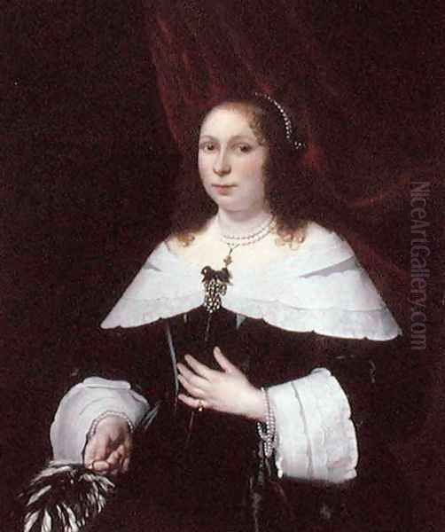 Lady in Black Oil Painting by Bartholomeus Van Der Helst