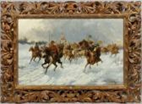 Goldtransport Durch Sibirien Oil Painting by Adolf Baumgartner