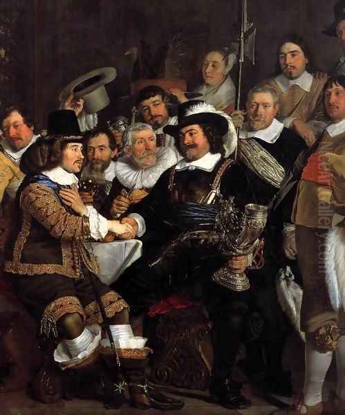 Celebration of the Peace of Mnster, 1648, at the Crossbowmen's Headquarters (detail) 1648 Oil Painting by Bartholomeus Van Der Helst