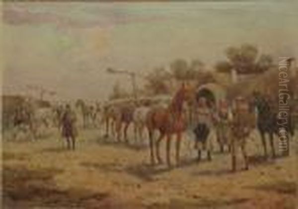 Horse Traders Oil Painting by Adolf Baumgartner