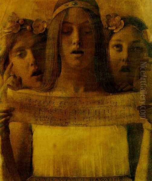 Girls Singing Music by Gabriel Fabry Oil Painting by Louis Welden Hawkins