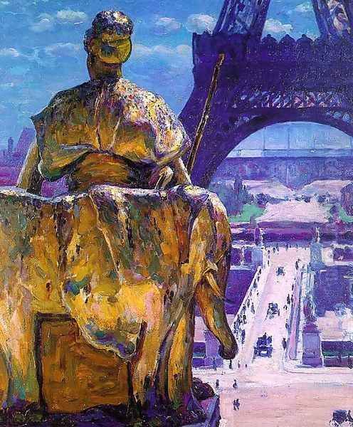 The Eiffel Tower as seen from The Trocadero Oil Painting by Louis Welden Hawkins