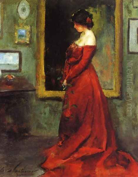 The Red Gown Oil Painting by Charles Hawthorne