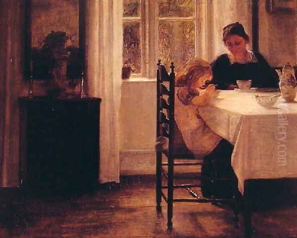 Breakfast Time Oil Painting by Carl Wilhelm Holsoe