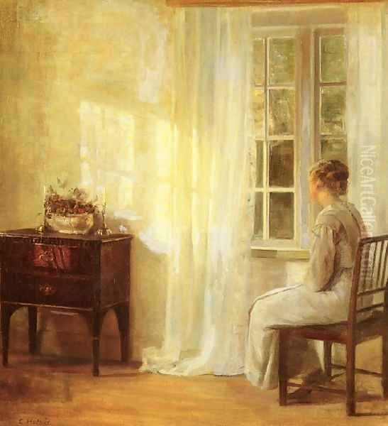 Waiting By The Window Oil Painting by Carl Wilhelm Holsoe