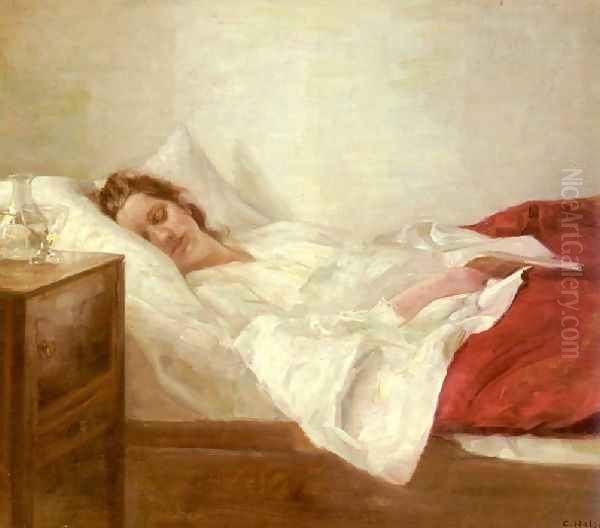 Asleep Oil Painting by Carl Wilhelm Holsoe