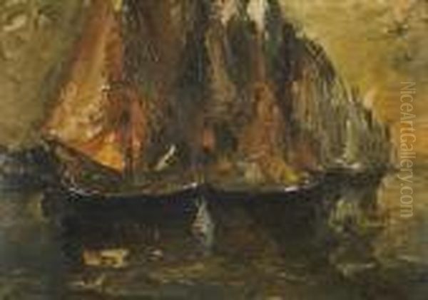 Vele In Laguna Oil Painting by Leonardo Bazzaro