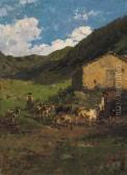 Paesaggio Montano Oil Painting by Leonardo Bazzaro