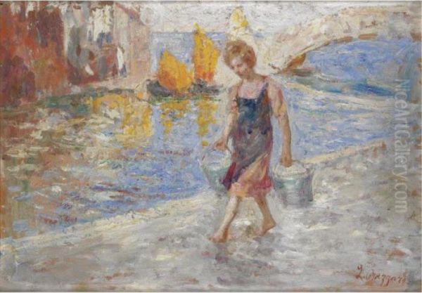 Portatrice D'acqua Oil Painting by Leonardo Bazzaro