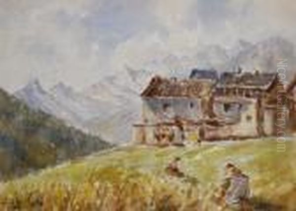 Paesaggio Con Case Oil Painting by Leonardo Bazzaro