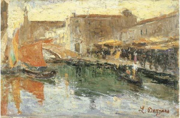 Canale A Chioggia Oil Painting by Leonardo Bazzaro