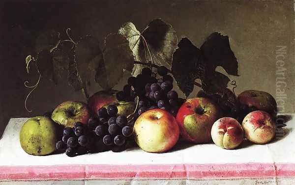 Still Life with Concord Grapes and Apples Oil Painting by George Hetzel