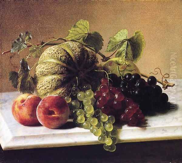 Still Life with Melons, Grapes Oil Painting by George Hetzel