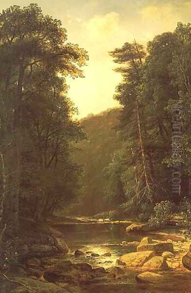 Woodland Stream Oil Painting by George Hetzel