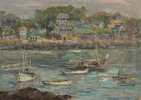 Rockport Harbor Oil Painting by Reynolds Beal