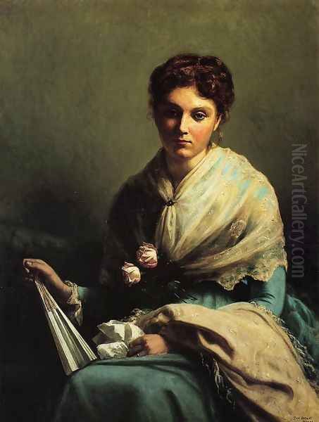 Portrait of Miss Helen Leslie Myers (Mrs. William Allen) Oil Painting by George Hetzel