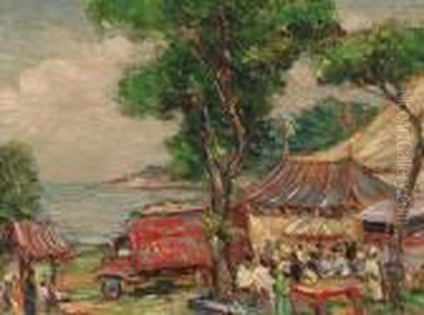 Downie Brothers Circus At Gloucester, Massachusetts Oil Painting by Reynolds Beal