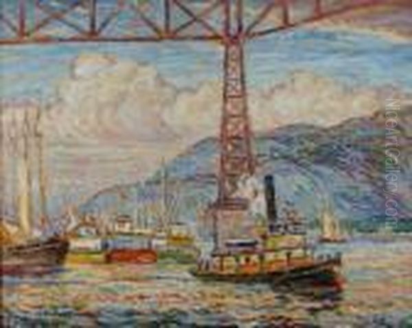 Poughkeepsie Railroad Bridge Oil Painting by Reynolds Beal