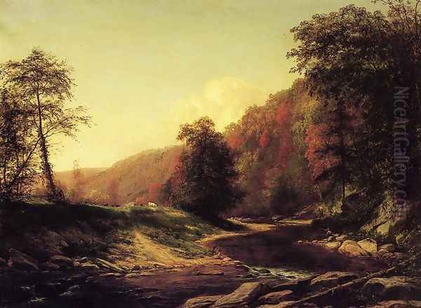 Fishing on the Brandywine near Wilmington Oil Painting by George Hetzel