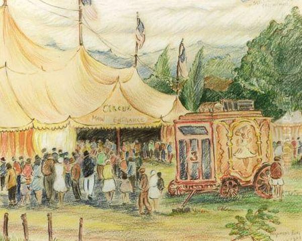 Sells Floto Circus, Salem, Massachusetts Oil Painting by Reynolds Beal