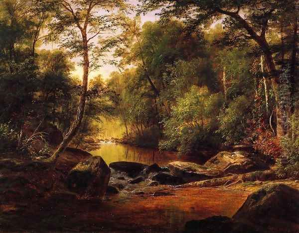 A River Landscape Oil Painting by George Hetzel