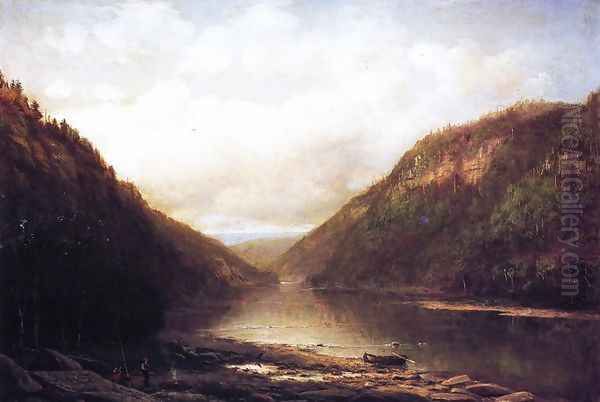 Fishing on the Conemaugh Oil Painting by George Hetzel