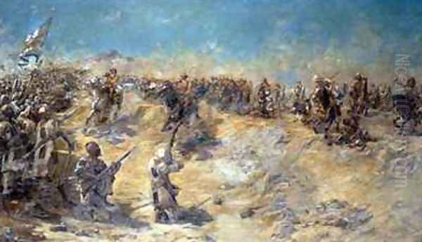 Charge of the 21st Lancers at the Battle of Omdurman on 2nd September 1898 Oil Painting by Edward Matthew Hale