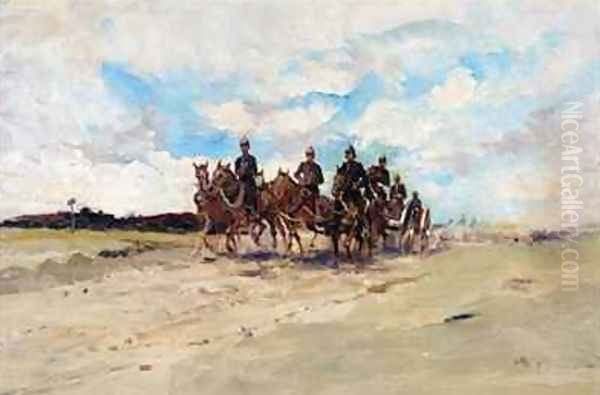 Royal Artillery a field gun team on the march Oil Painting by Edward Matthew Hale