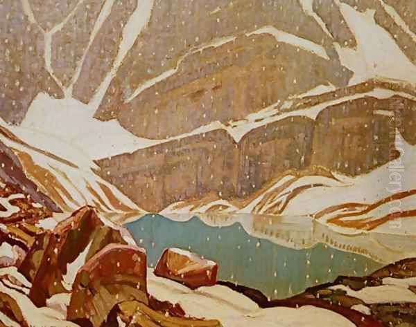 Mountain Snowfall Lake Oesa 1932 Oil Painting by James Edward Hervey MacDonald